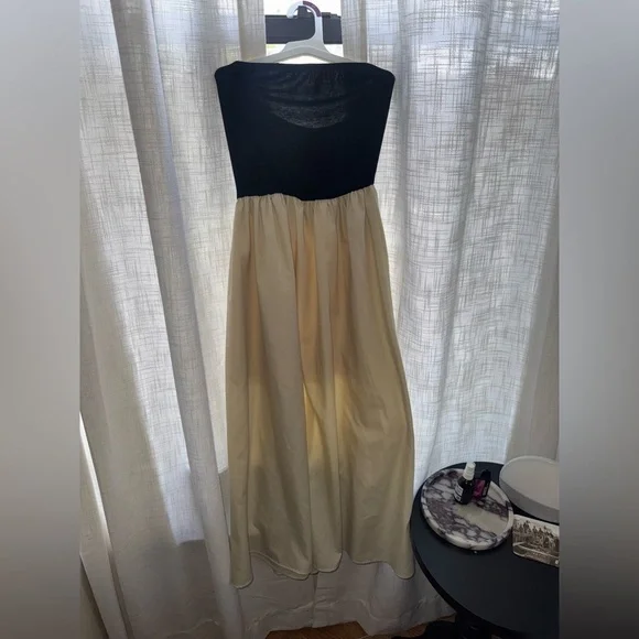 Black and Tan Strapless Maxi Dress​ - Picture 3 of 5